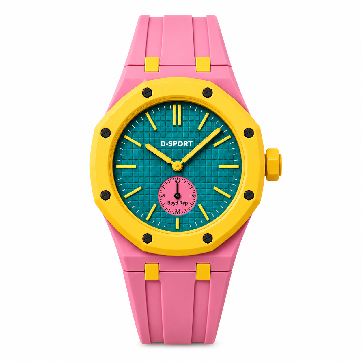 D-sport pink yellow watch with strap