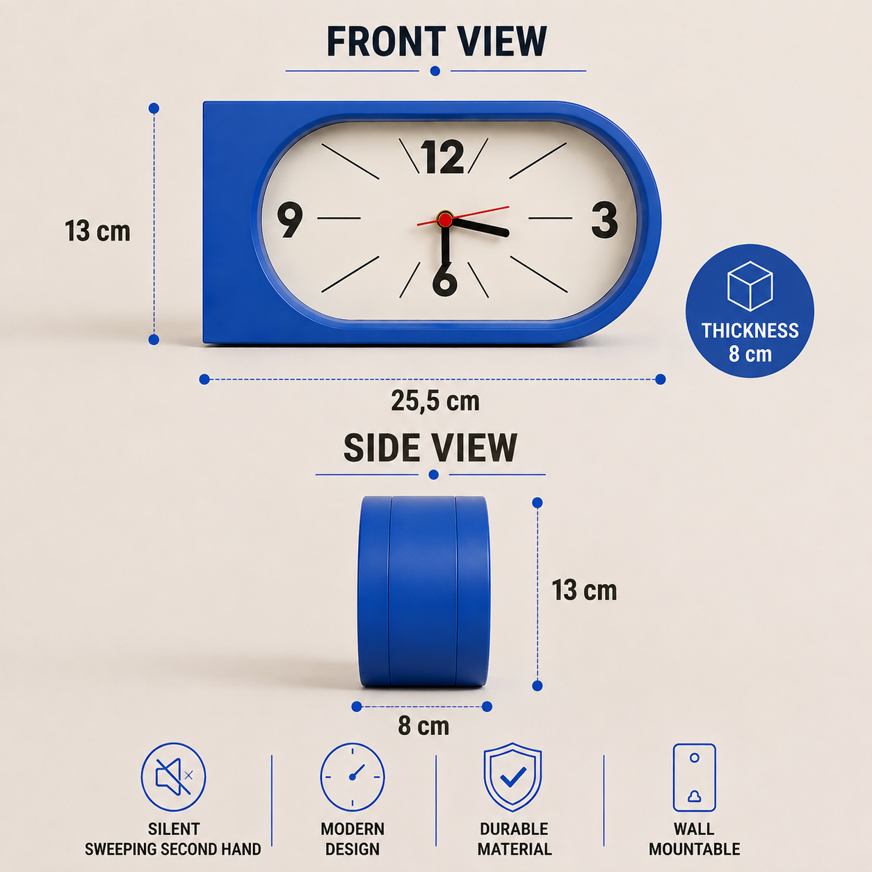 Double sided perch clock blue