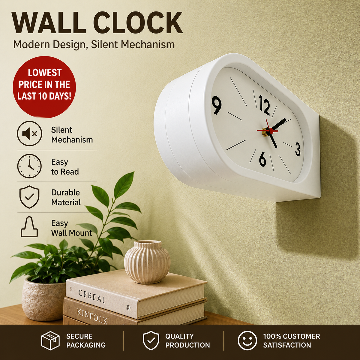 Double sided perch clock white