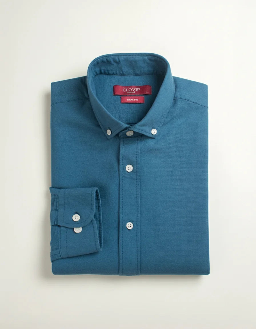 Oxford Cotton Shirt (No Pocket) -Petroleum