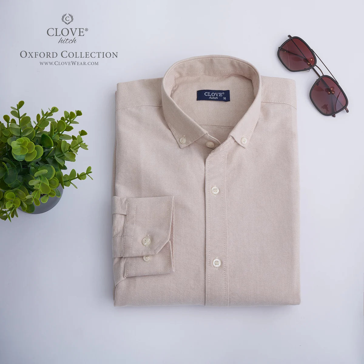 Oxford Cotton Shirt (No Pocket) -Beige