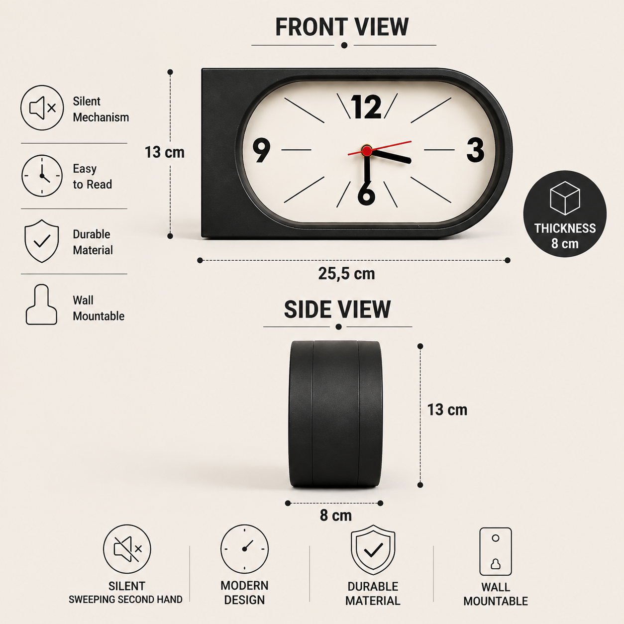 One clock, two clear viewing directions.