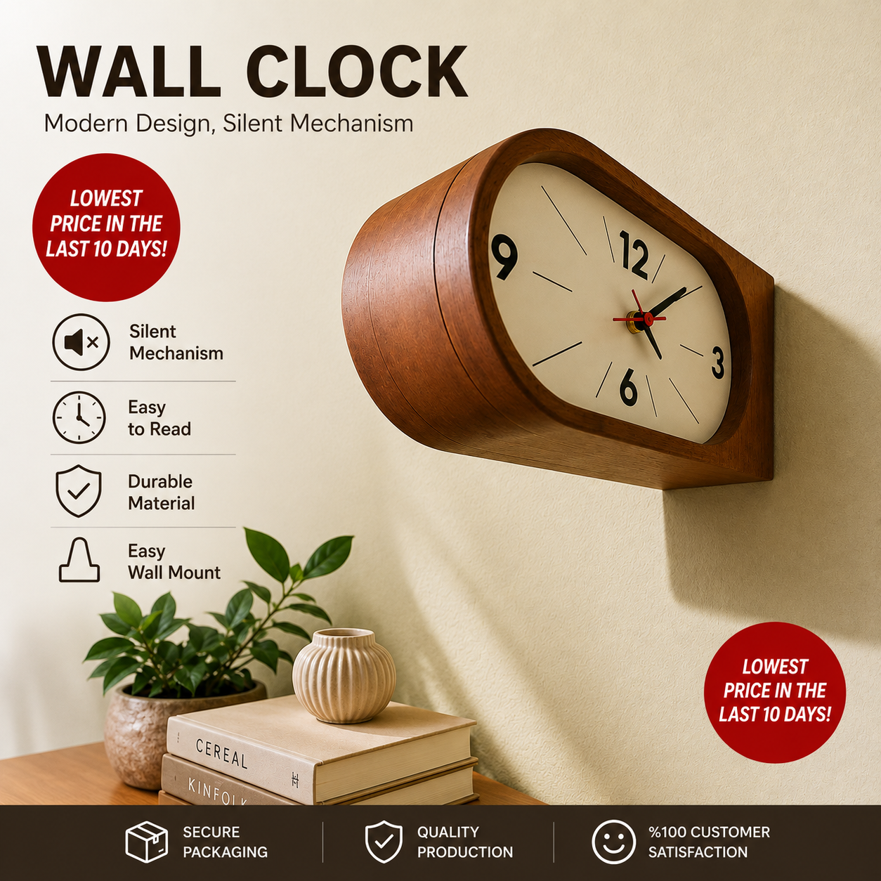 Double sided perch clock Brown