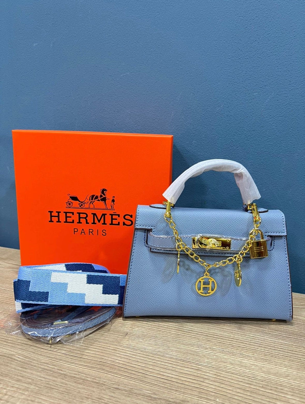 Hermes mini Kelly baby blue 3A
