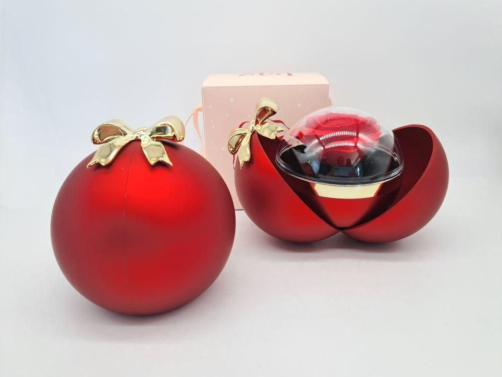 Love Knot, Rotating Rose Gift round  with golden ribbon Box