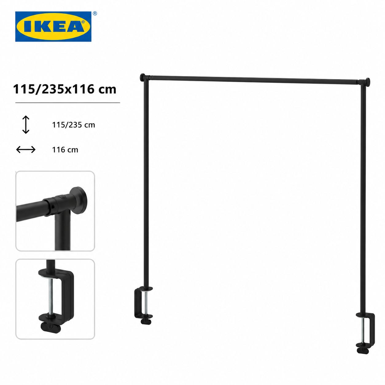Original Ikea Decorating rod for table, black adjustable